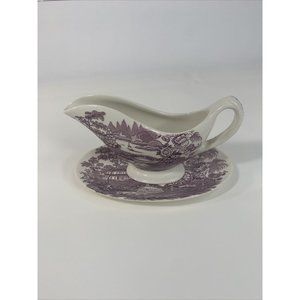 Vintage Royal Staffordshire Tonquin Porcelain Gravy Dish Purple Clarice Cliff